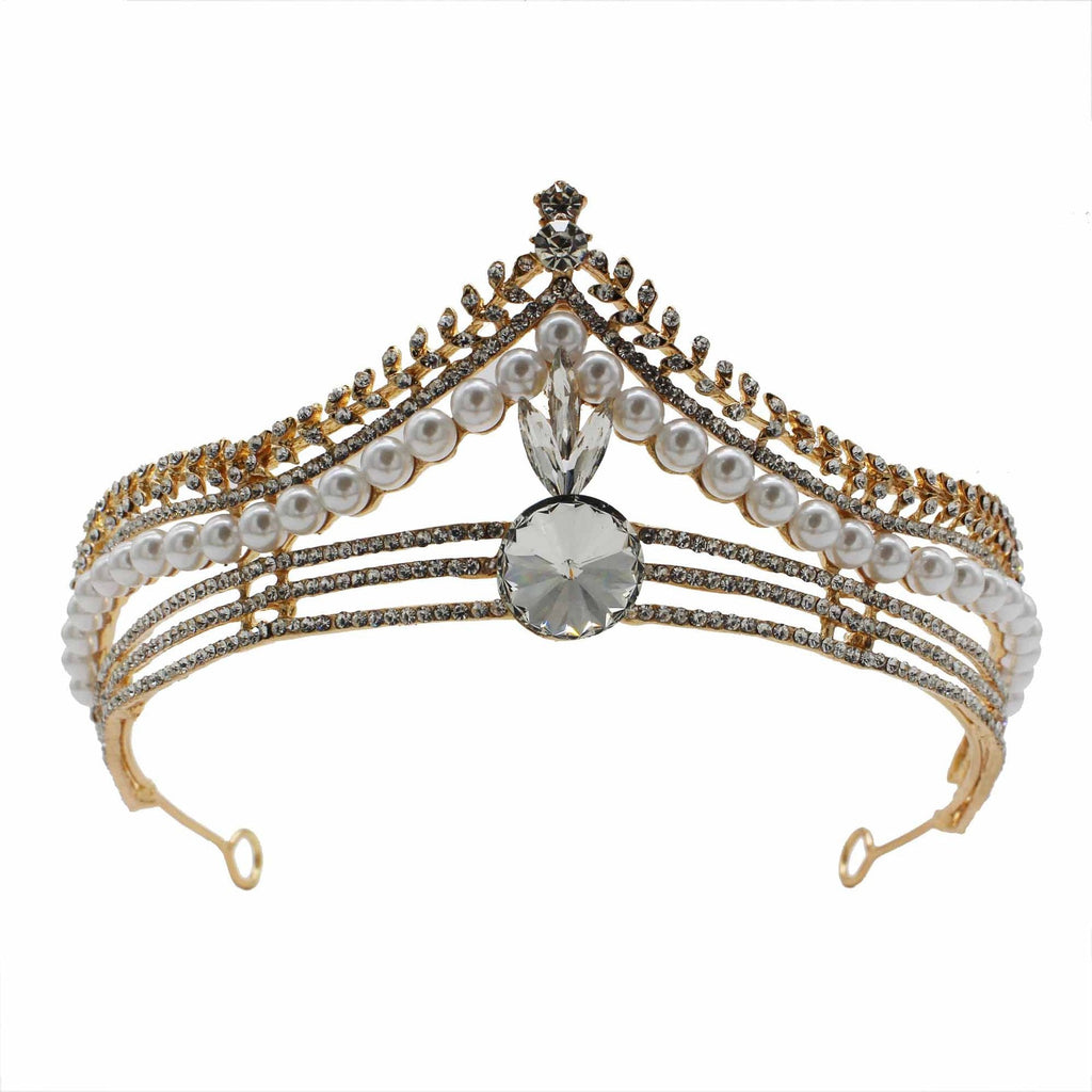 Pearl Rhinestone Crown Headband L4346