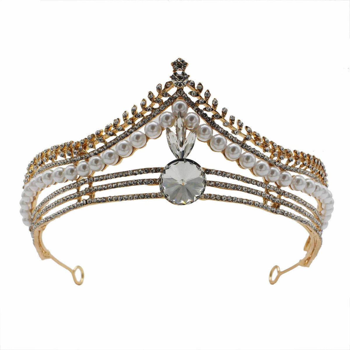 Pearl Rhinestone Crown Headband L4346