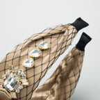 Bow Rhinestone Pearl Mesh Headband L4396