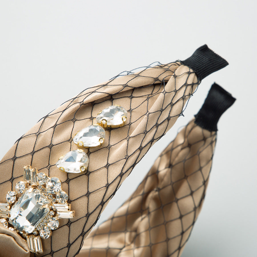 Bow Rhinestone Pearl Mesh Headband L4396