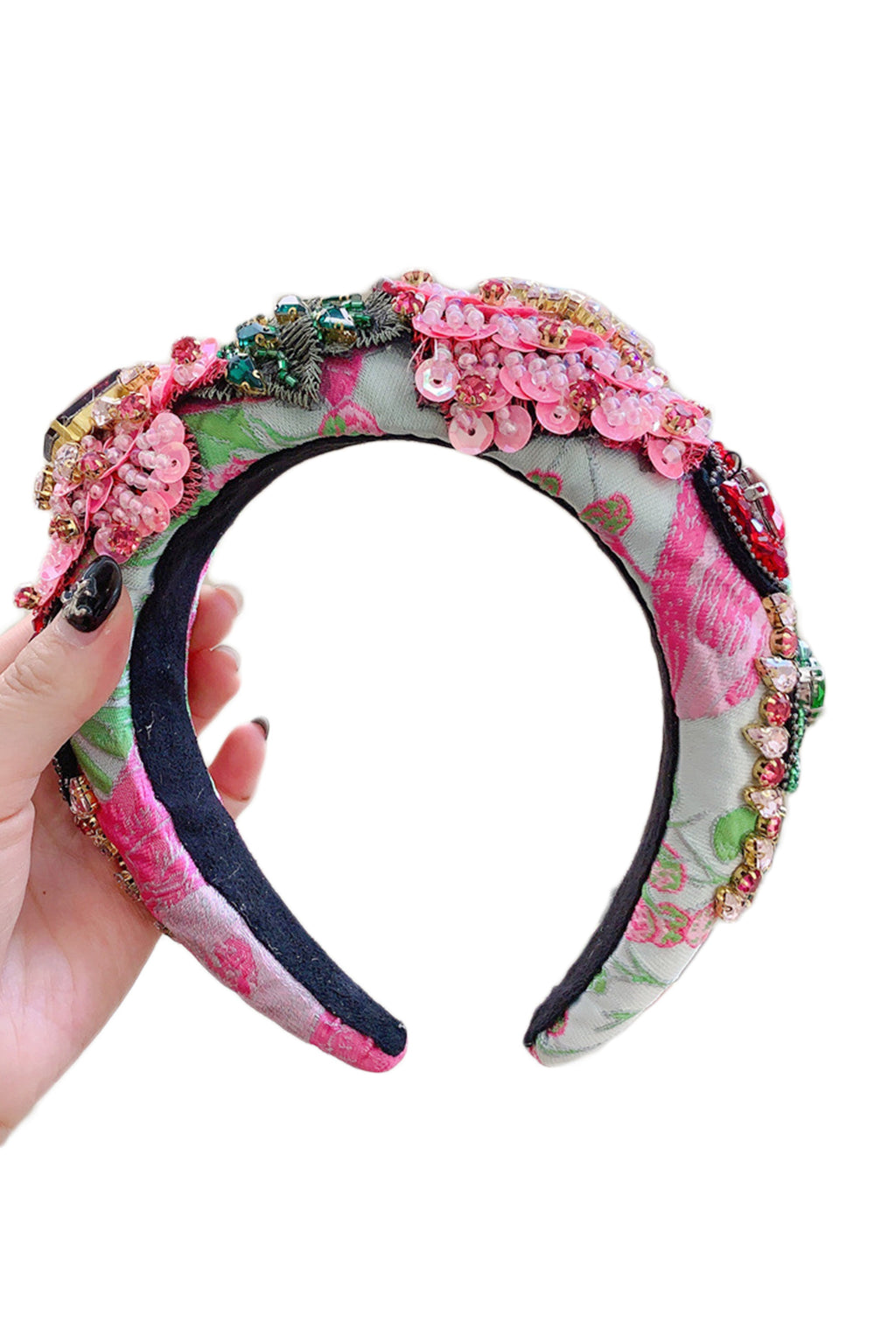 Floral Seed Bead Sponge Headband L4427