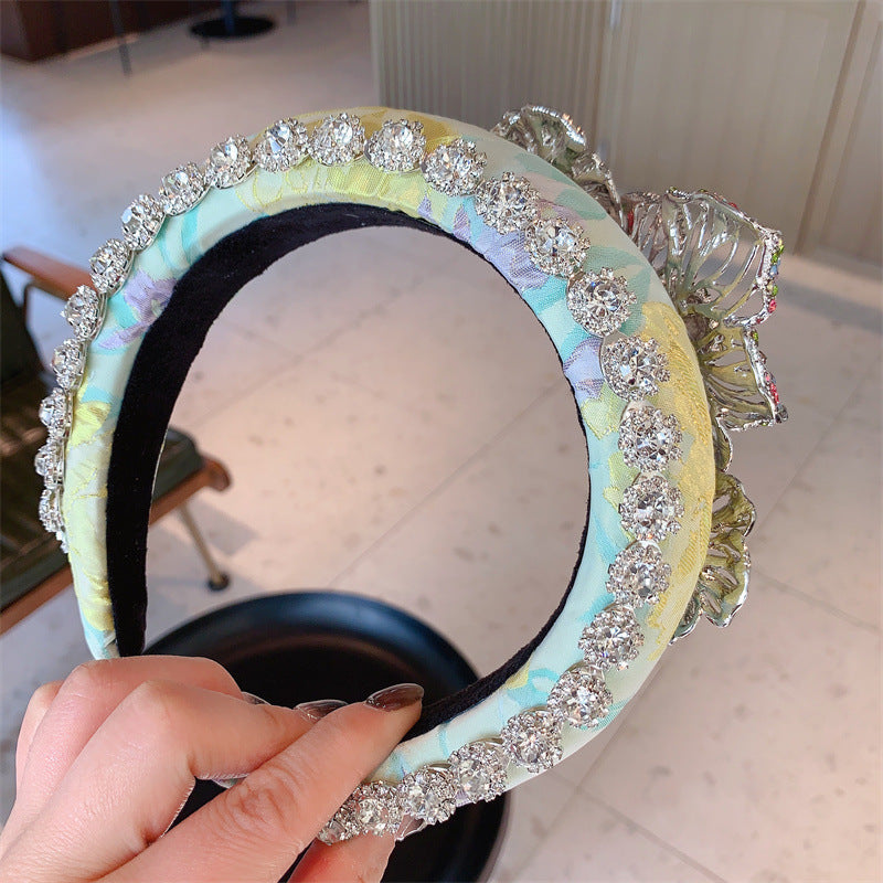 Floral Rhinestone Sponge Headband L4428