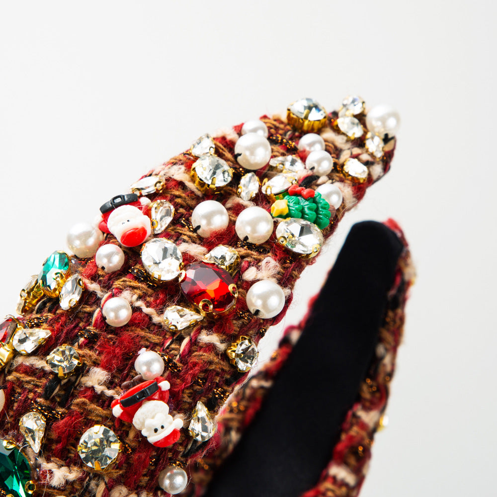 Christmas Tree Pearl Rhinestone Headband L4500