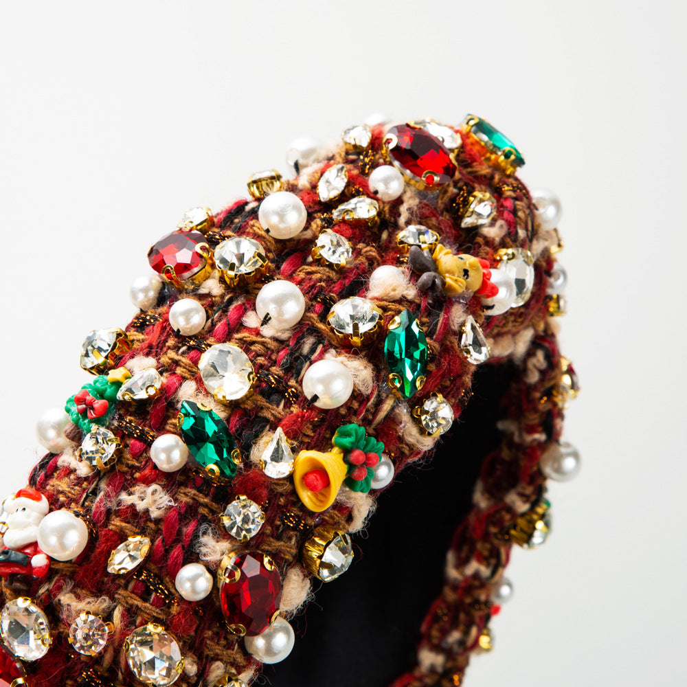 Christmas Tree Pearl Rhinestone Headband L4500