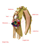 Baroque Rhinestone Tassel Knotted Headband L4515