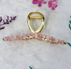 Pink Chalcedony Cross Hair Clip L4532