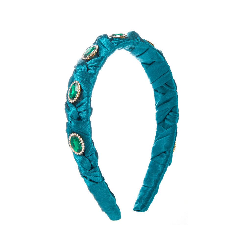 Rhinestone Braided Fabric Headband L4556