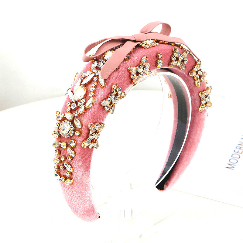 Bow Butterfly Rhinestone Sponge Headband L4560