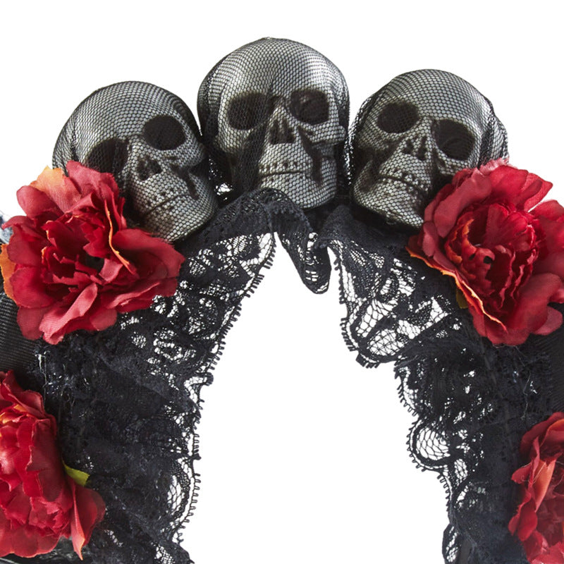Lolita Horn Rose Skull Headband L4576