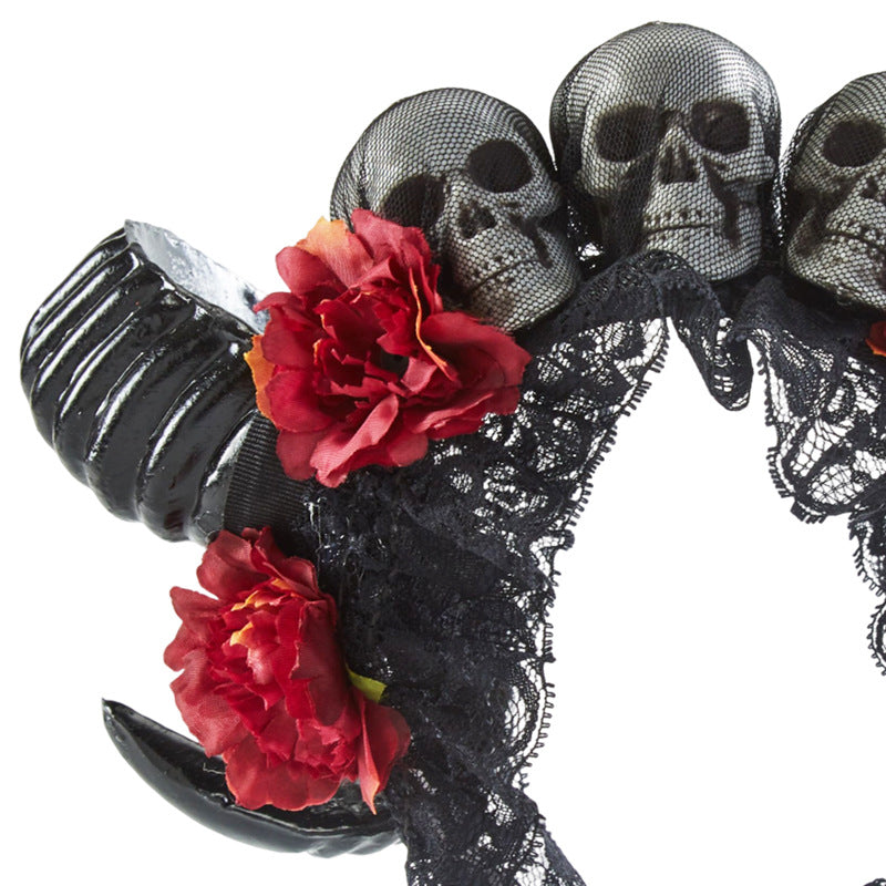 Lolita Horn Rose Skull Headband L4576