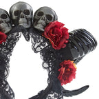 Lolita Horn Rose Skull Headband L4576
