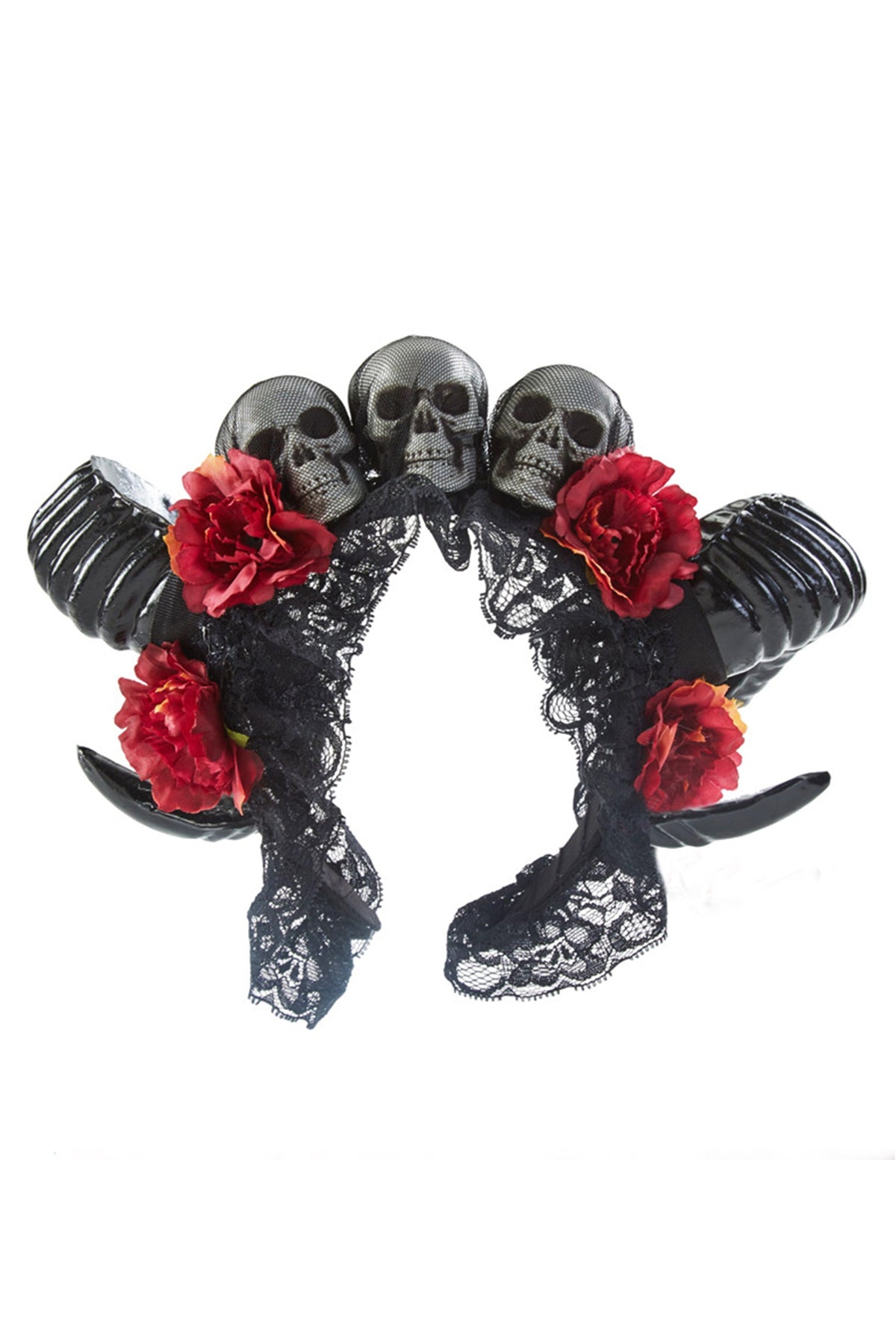 Lolita Horn Rose Skull Headband L4576