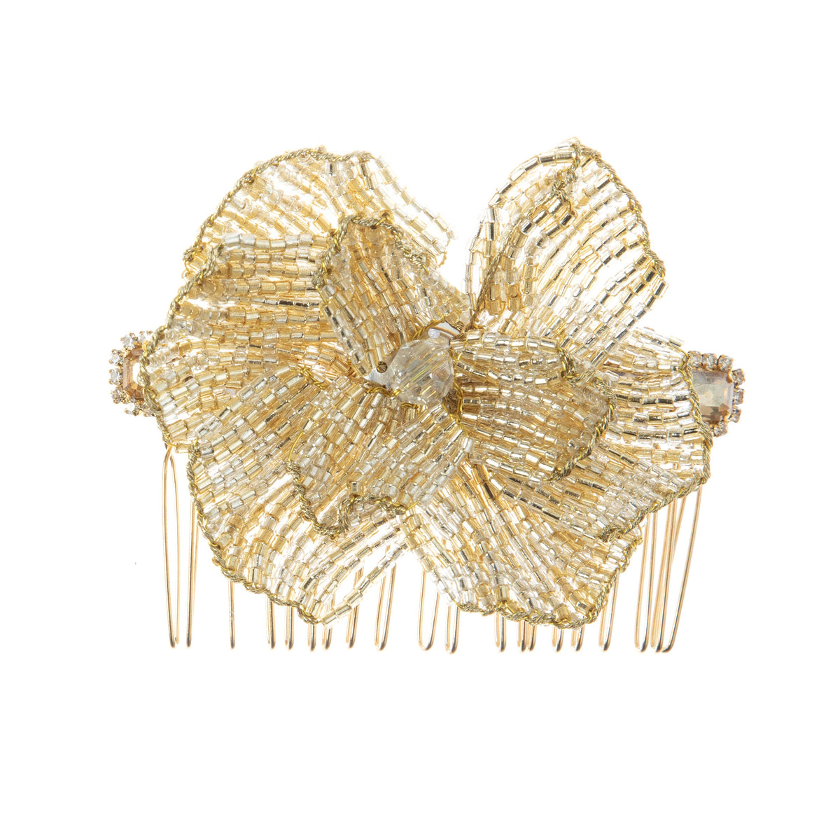 Flower Seed Bead Hair Comb L4599