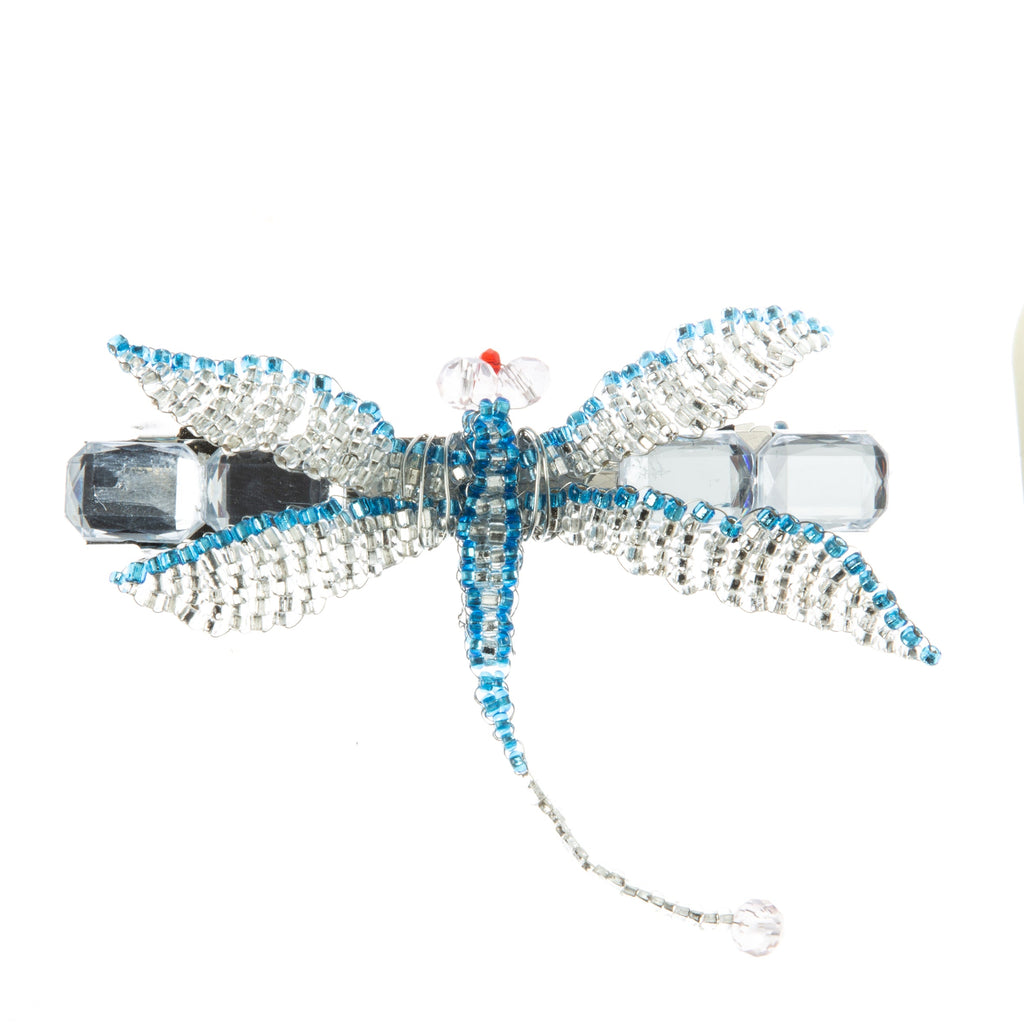 Dragonfly Seed Bead Hair Clip L4608