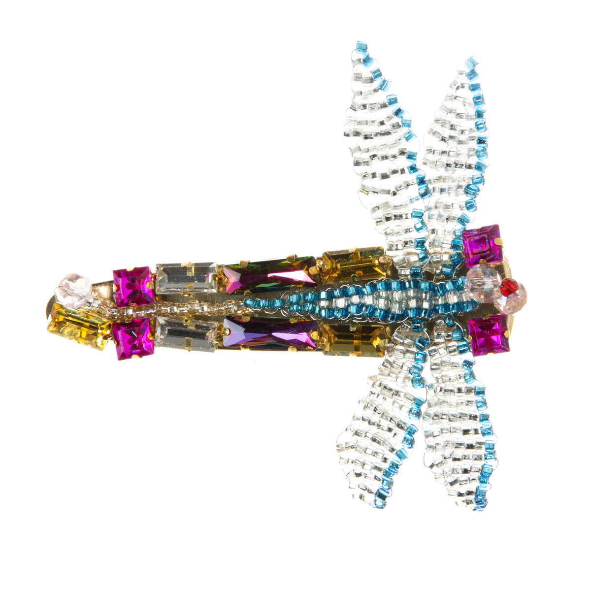 Dragonfly Seed Bead Rhinestone Hair Duckbill Clip L4621