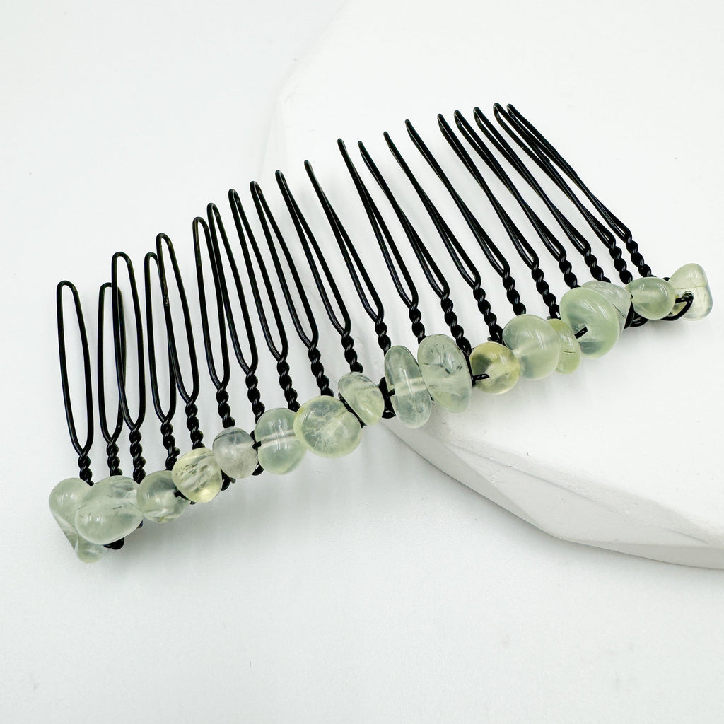 Irregular Natural Stone Hair Comb L4668-Black L4668