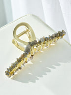 Irregular Natural Stone Cross Hair Clip L4671