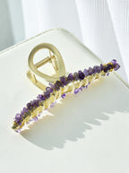 Irregular Natural Stone Cross Hair Clip L4671