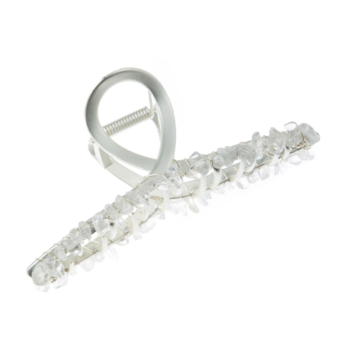 Irregular Natural Stone Cross Hair Clip L4671