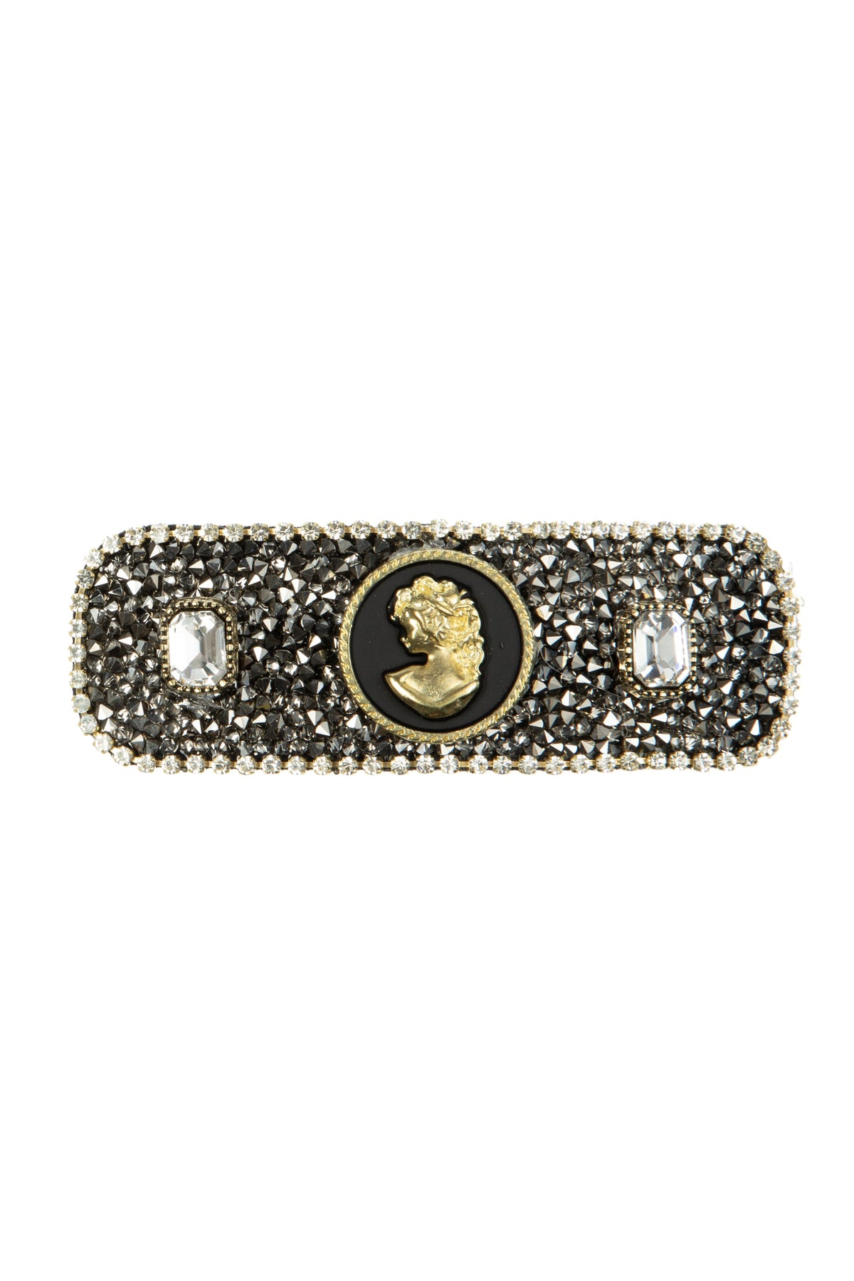 Portrait Circle Rhinestone Rectangle Hair Pin L4733