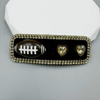 Love Rugby Rhinestone Rectangle Hair Pin L4737