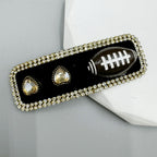 Love Rugby Rhinestone Rectangle Hair Pin L4737