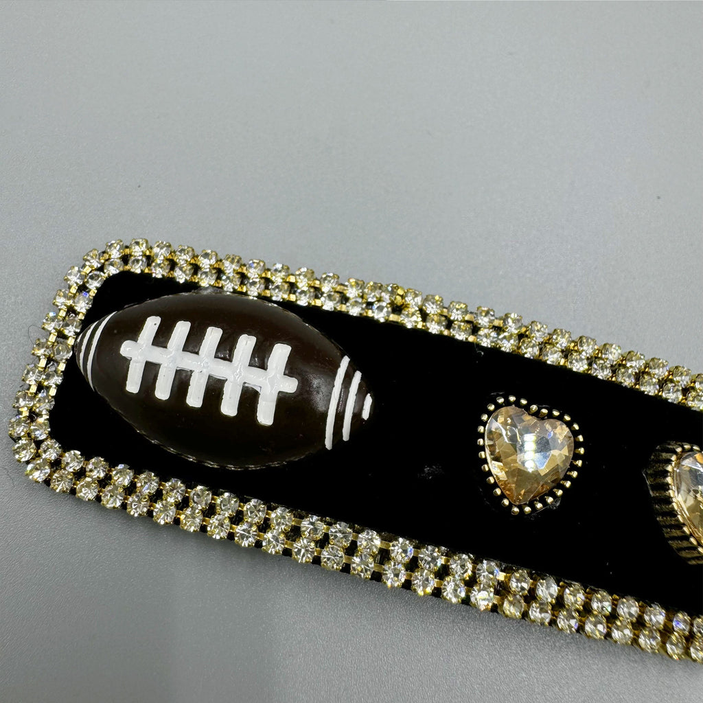 Love Rugby Rhinestone Rectangle Hair Pin L4737