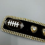 Love Rugby Rhinestone Rectangle Hair Pin L4737