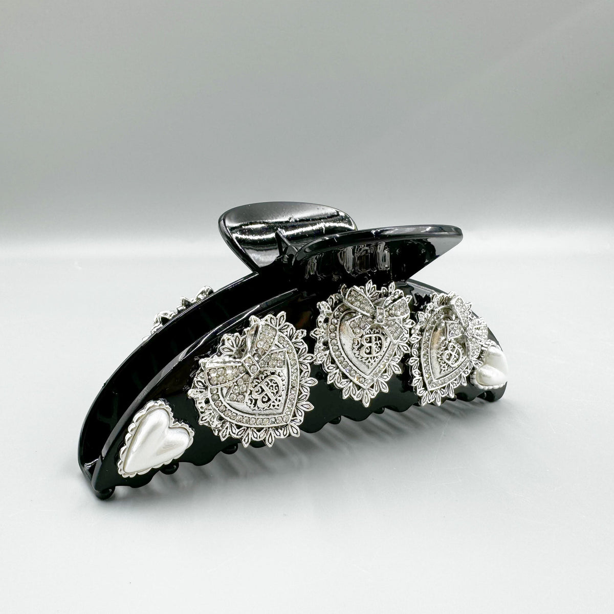 Heart Rhinestone Semicircle Acrylic Hair Clip L4751