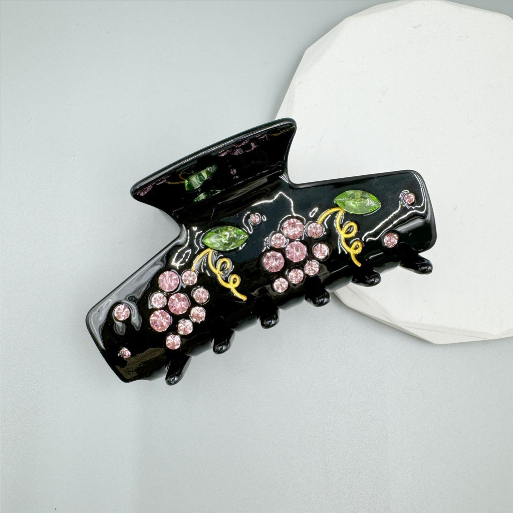 Cherry Rhinestone Acrylic Hair Clip L4809