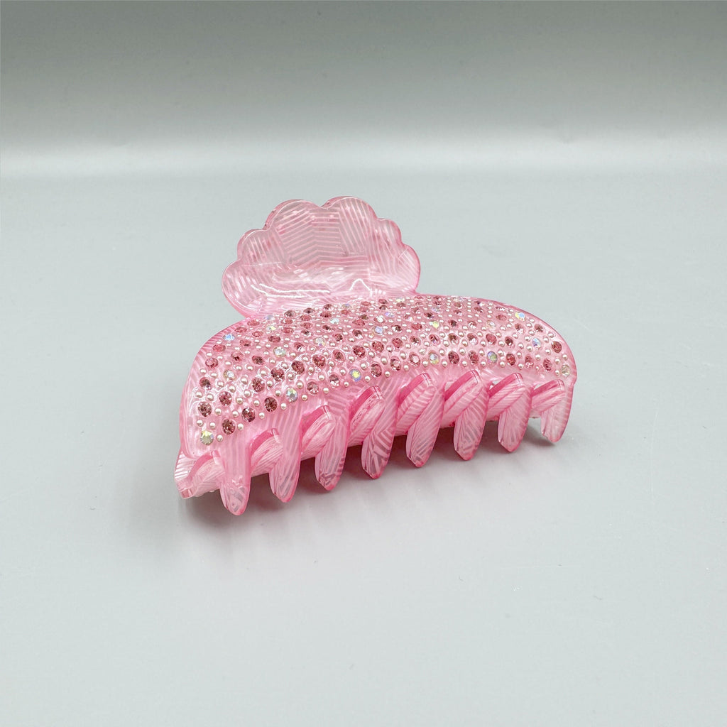 Shell Shaped Rhinestone Acrylic Hair Clip L4839