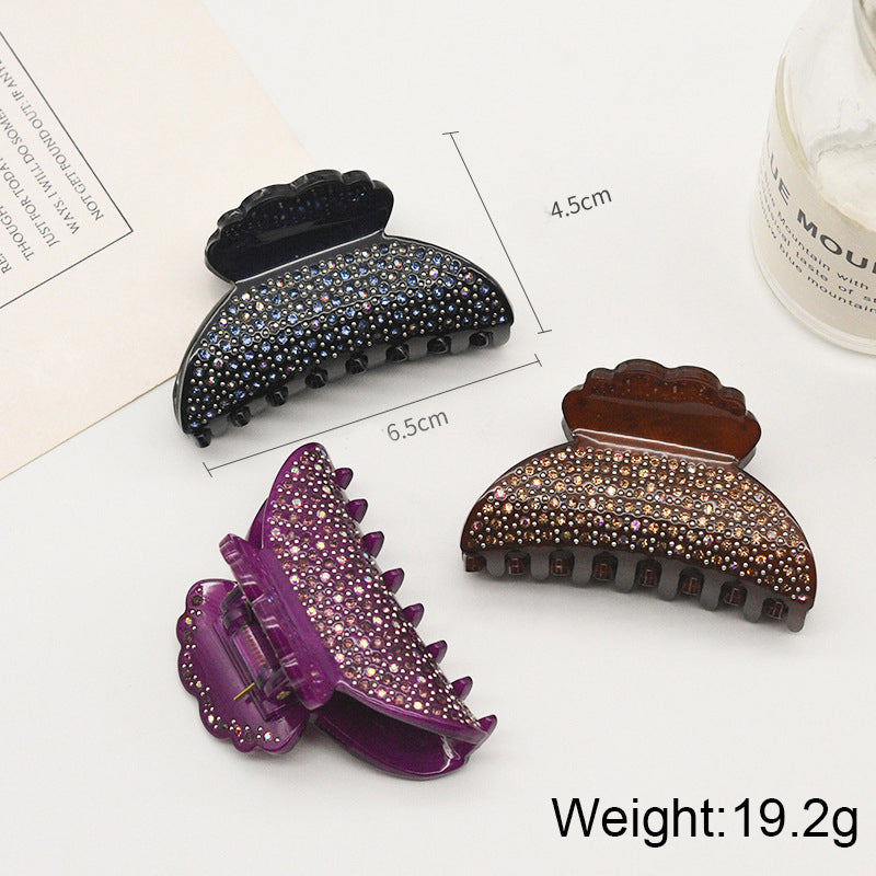 Shell Shaped Rhinestone Acrylic Hair Clip L4839