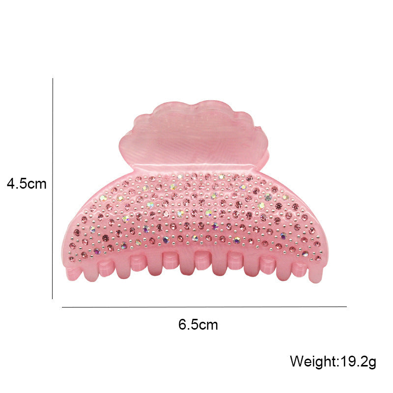 Shell Shaped Rhinestone Acrylic Hair Clip L4839