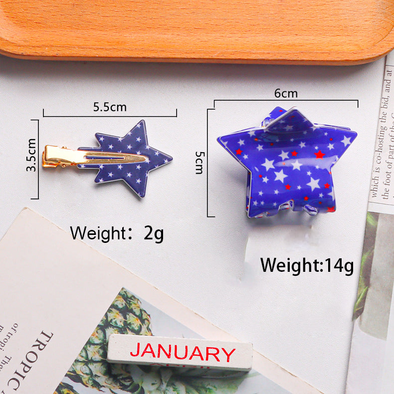 Star American Flag Acrylic Hair Clip L4858