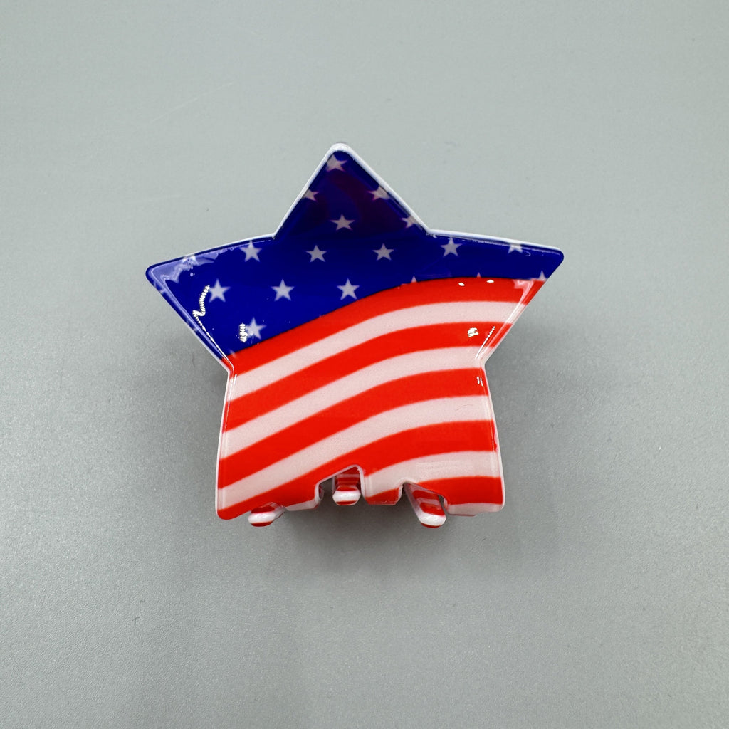 Star American Flag Acrylic Hair Clip L4858