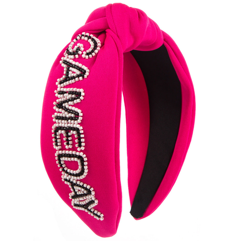 GAMEDAY Seed Beads Knotted Fabric Headband L4863 - view 3