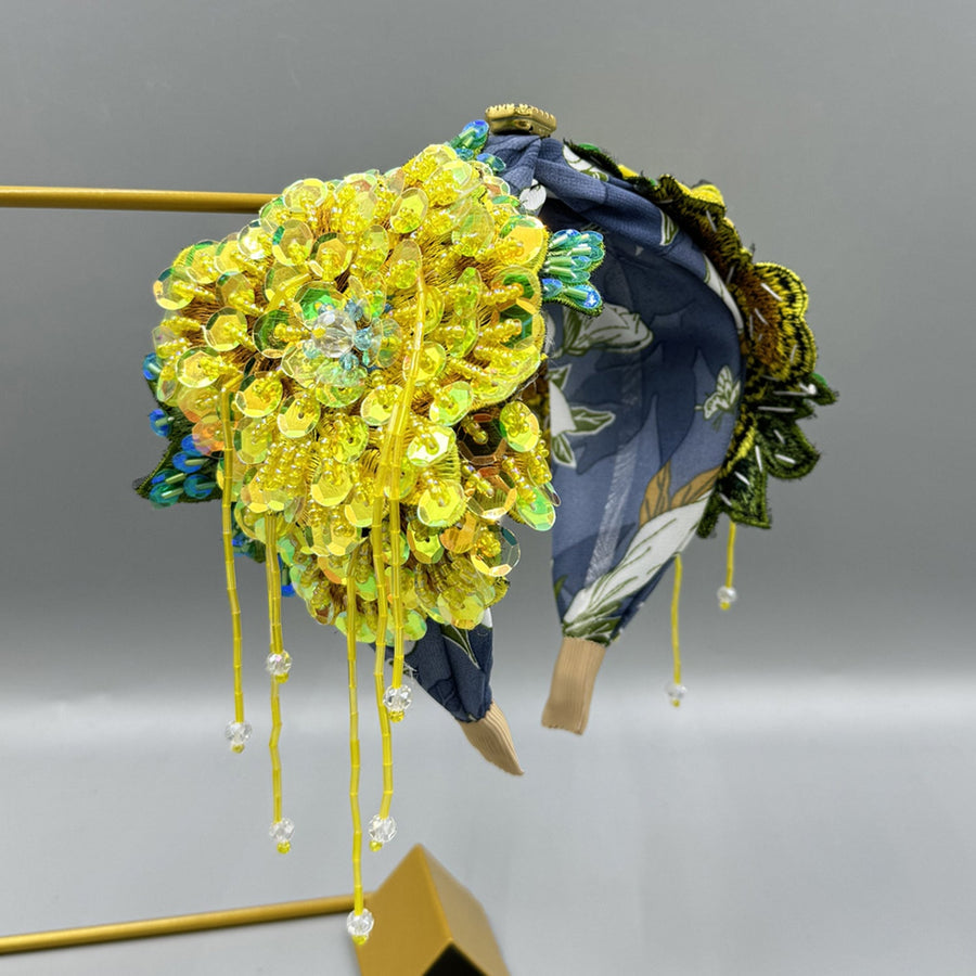 Floral Sequins Tassel Headband L4880