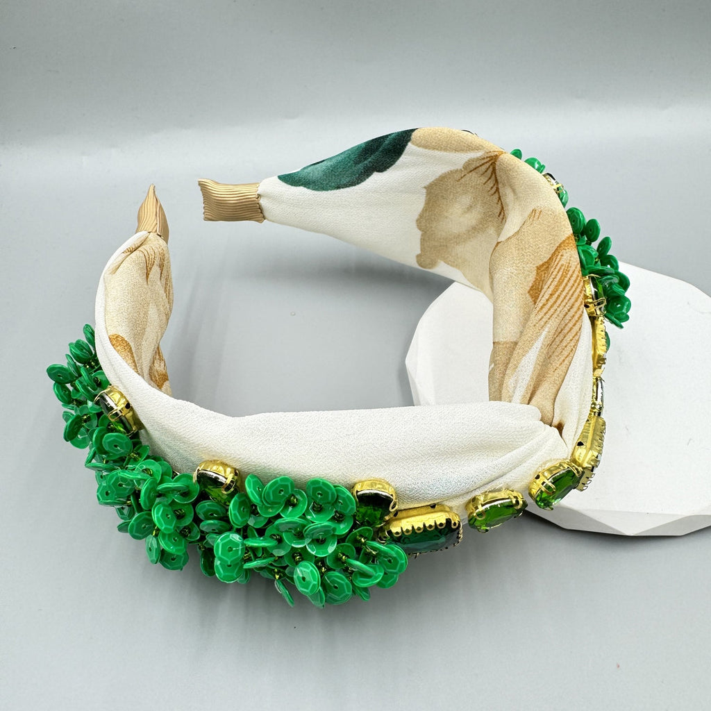 Seed Beaded Rhinestone Fabric Headband L4883 - view 7
