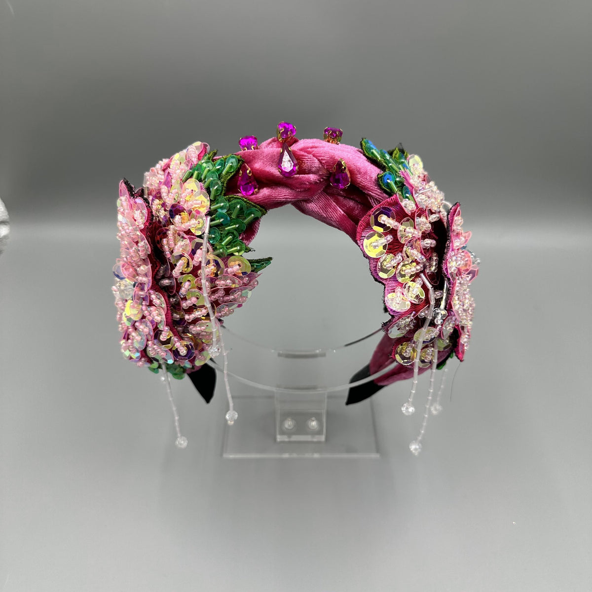 Handmade Floral Sequin Tassel Knot Headband L4884 - view 6