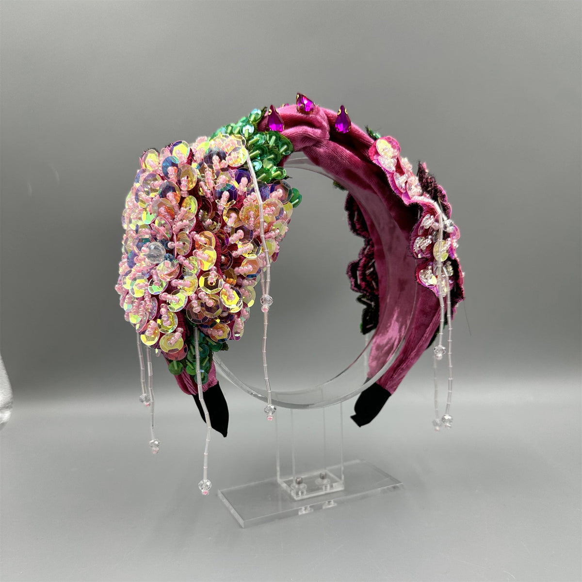 Handmade Floral Sequin Tassel Knot Headband L4884 - view 2