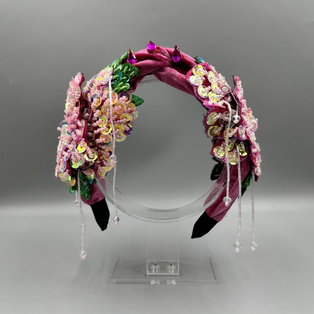 Handmade Floral Sequin Tassel Knot Headband L4884 - view 3