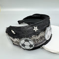 Football Star Bead Chain Fabric Headband L4890 - view 2