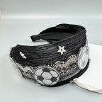 Football Star Bead Chain Fabric Headband L4890 - view 2