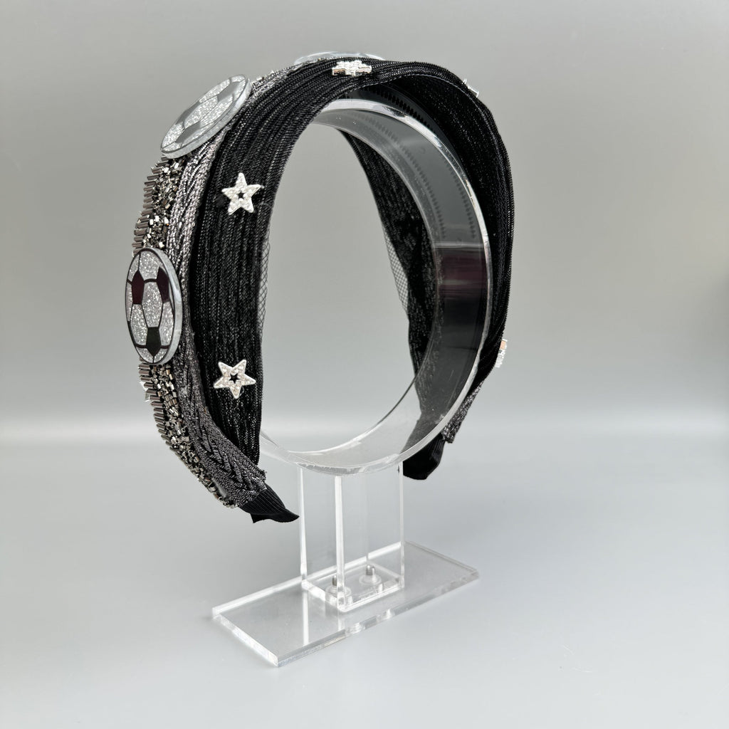 Football Star Bead Chain Fabric Headband L4890 - view 6