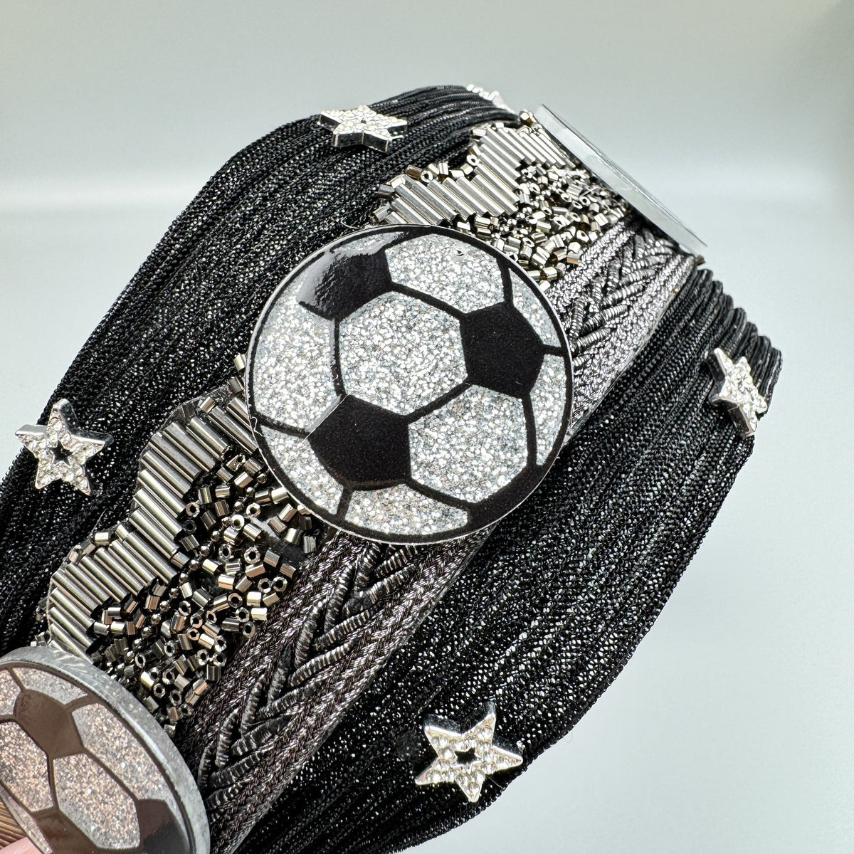 Football Star Bead Chain Fabric Headband L4890 - view 3