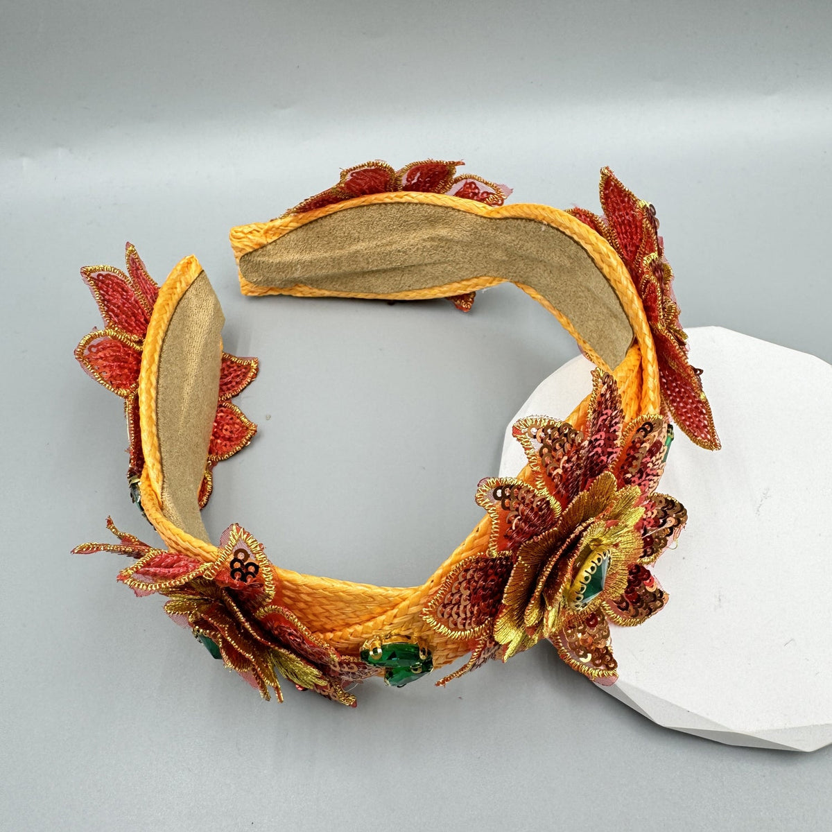 Bohemia Embroidered Flower Rhinestone Headband L4893 - view 3