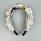 Flower Pearl Rhinestone Fabric Headband L4895 - view 4