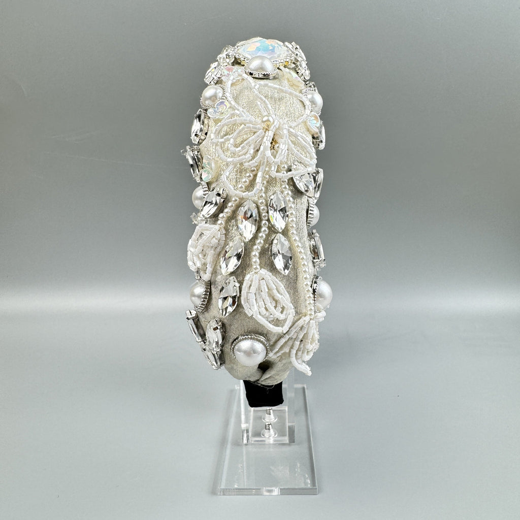 Flower Pearl Rhinestone Fabric Headband L4895 - view 5