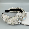 Flower Pearl Rhinestone Fabric Headband L4895 - view 2