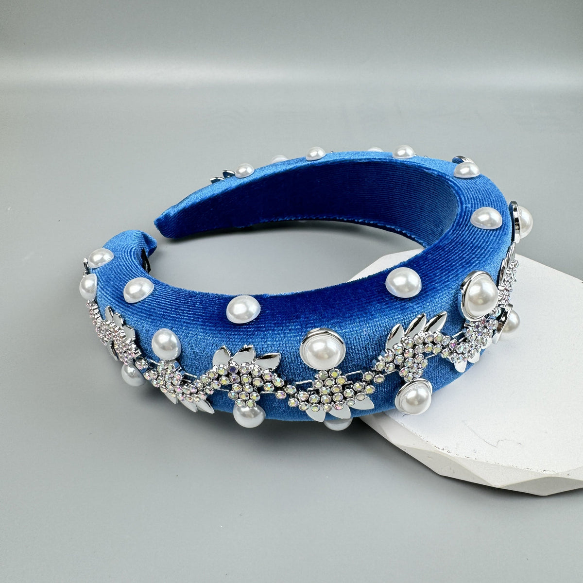 Pearl Rhinestone Chain Sponge Headband L4896 - view 20